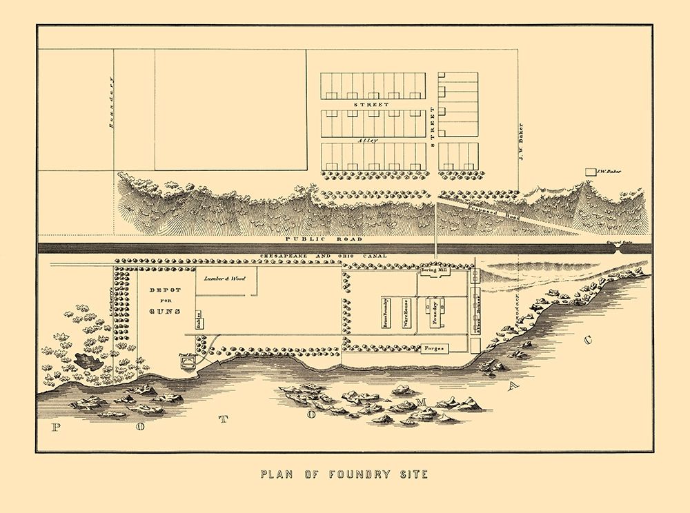 Foundry Site Plan Washington DC - Bowen 1836 art print by Bowen for $57.95 CAD