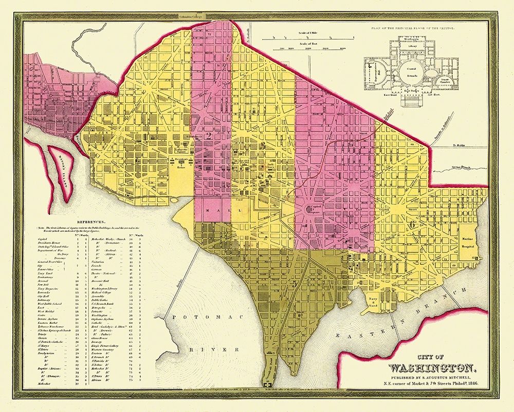 Washington D.C. Washington DC - Mitchell 1846 art print by Mitchell for $57.95 CAD