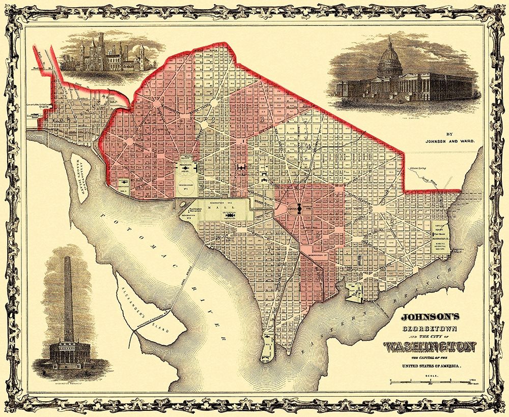 Georgetown Washington DC - Johnson 1862 art print by Johnson for $57.95 CAD