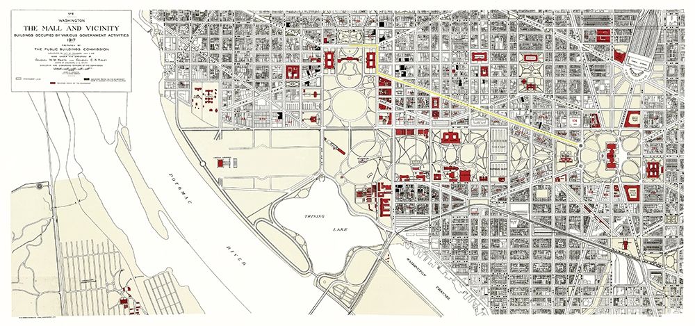 Washington D.C., Mall Washington DC - Peters 1917 art print by Peters for $57.95 CAD