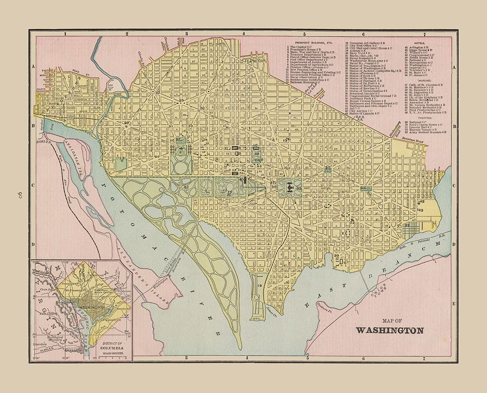 Washington  DC - Cram 1892 art print by Cram for $57.95 CAD