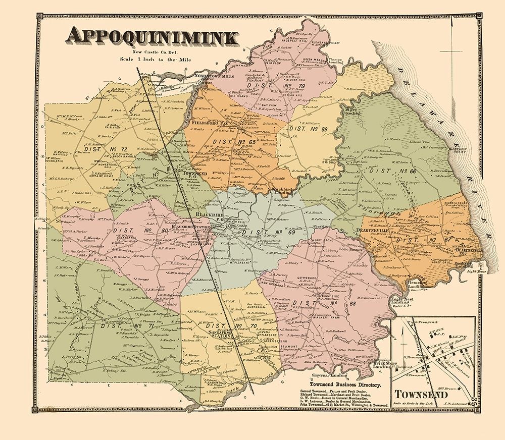 Appoquinimink Delaware Landowner - Beers 1868 art print by Beers for $57.95 CAD