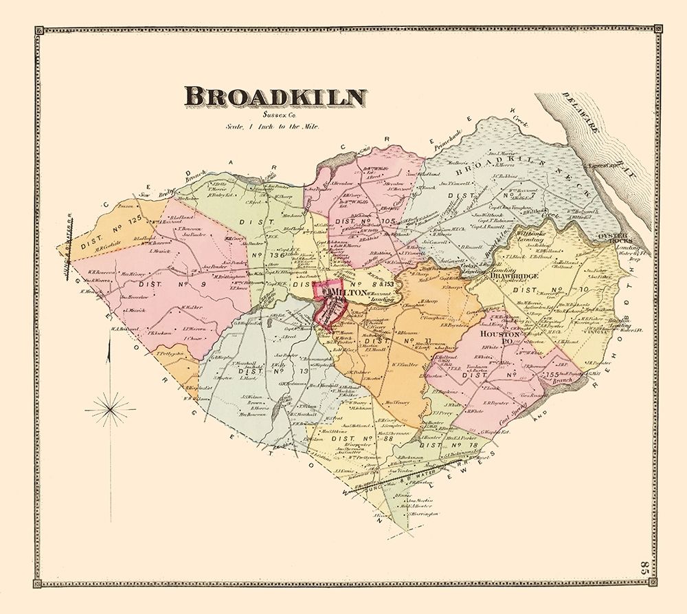 Broadkiln Delaware Landowner - Beers 1868 art print by Beers for $57.95 CAD
