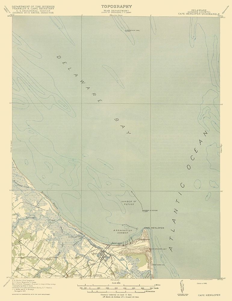 Cape Henlopen Delaware Quad - USGS 1918 art print by USGS for $57.95 CAD
