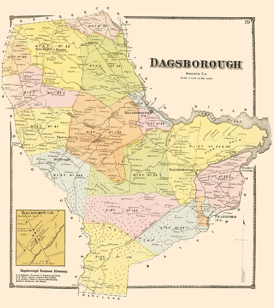 Dagsborough Delaware Landowner - Beers 1868 art print by Beers for $57.95 CAD