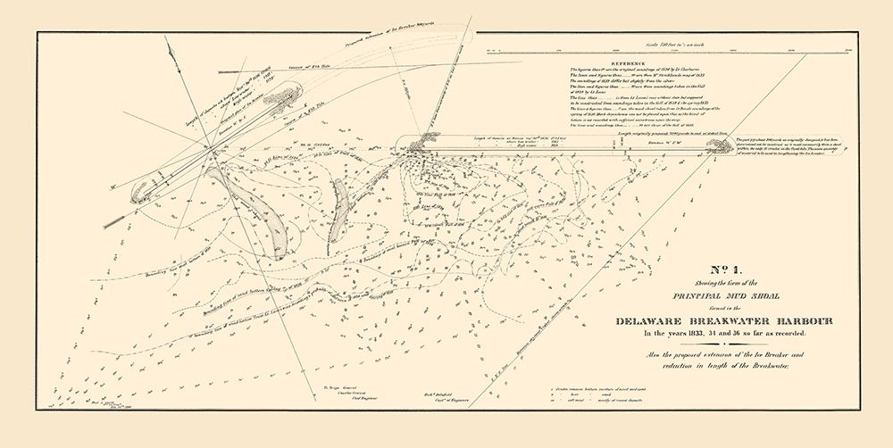 Breakwater Harbor Mud Shoal - Smith 1836 art print by Smith for $57.95 CAD