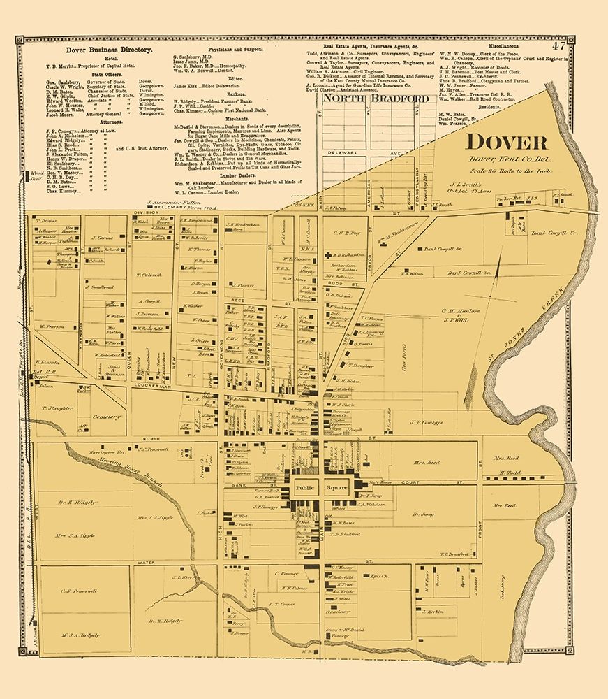 Dover Delaware Landowner - Beers 1868 art print by Beers for $57.95 CAD