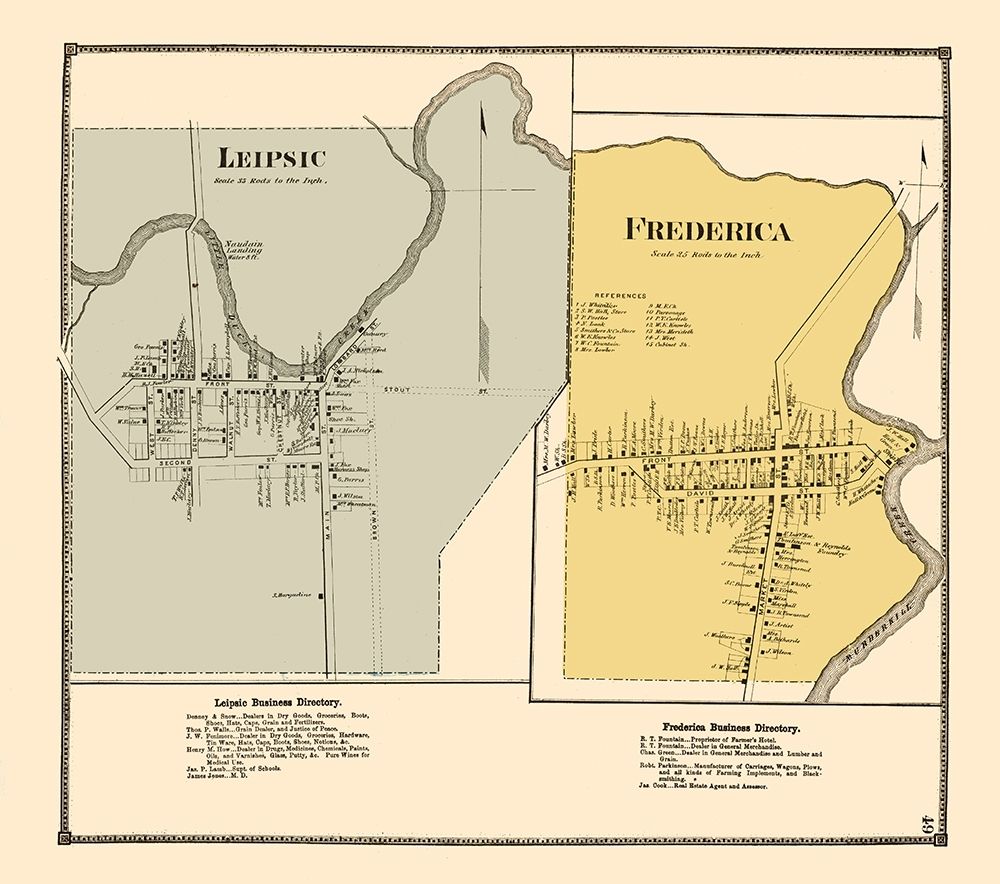 Leipsic, Frederica Delaware Landowner - Beers 1868 art print by Beers for $57.95 CAD