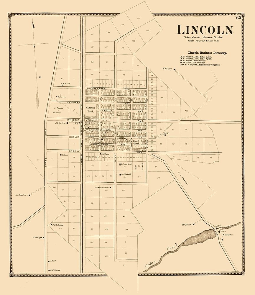 Lincoln Delaware Landowner - Beers 1868 art print by Beers for $57.95 CAD