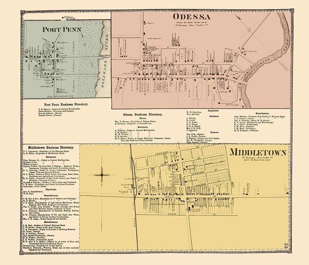 Middletown, Odessa, Port Penn Delaware Landowner art print by Beers for $57.95 CAD