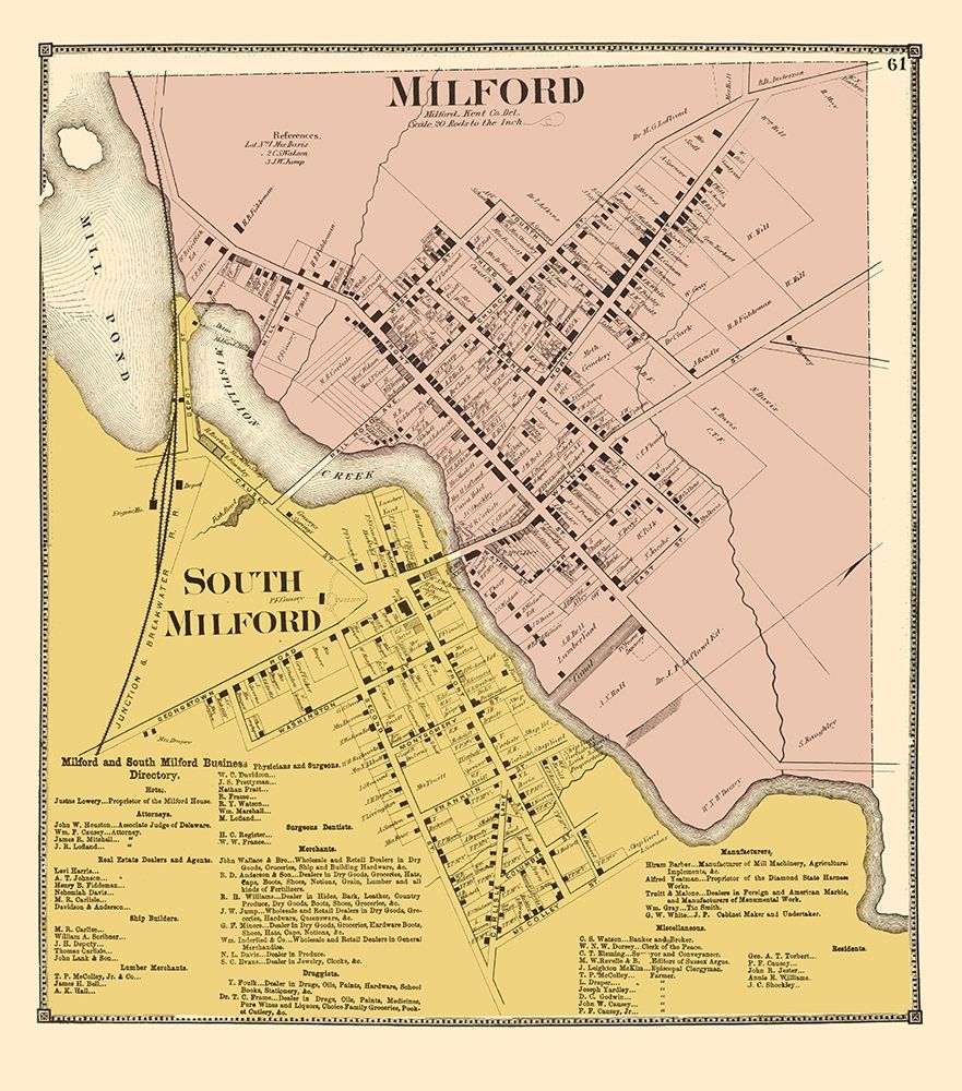 Milford, South Milford Delaware Landowner art print by Beers for $57.95 CAD