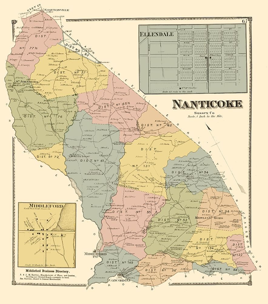 Nanticoke Delaware Landowner - Beers 1868 art print by Beers for $57.95 CAD