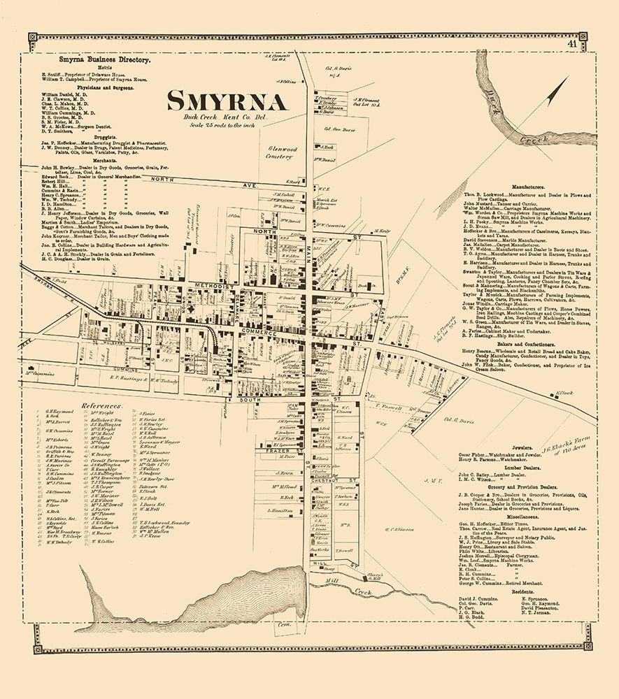 Smyrna Delaware Landowner - Beers 1868 art print by Beers for $57.95 CAD