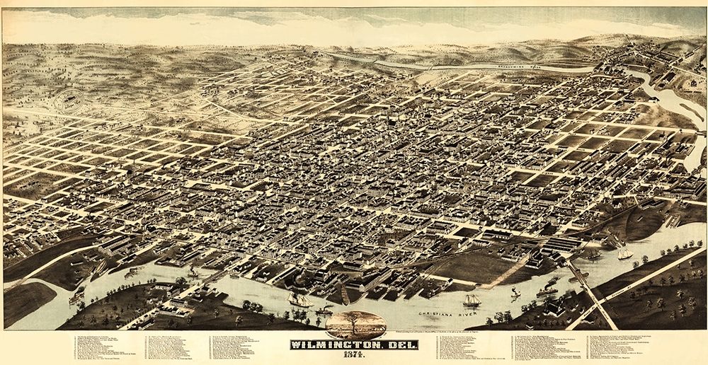 Wilmington Delaware - Harkness 1874 art print by Harkness for $57.95 CAD