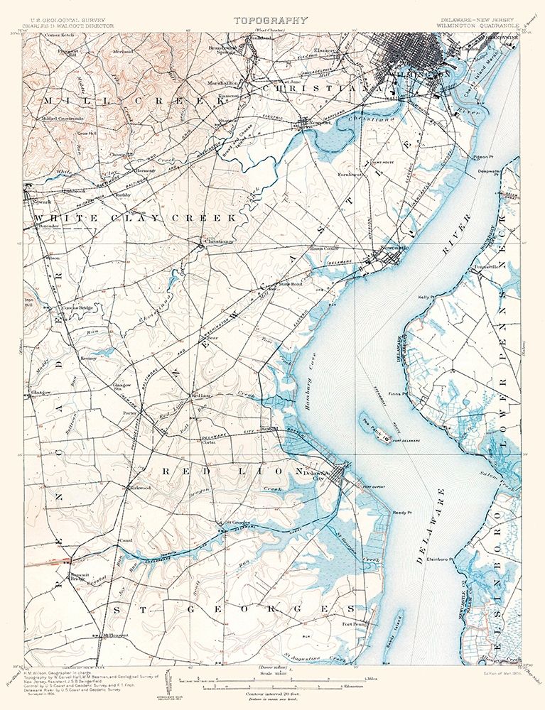 Wilmington Delaware Quad - USGS 1906 art print by USGS for $57.95 CAD