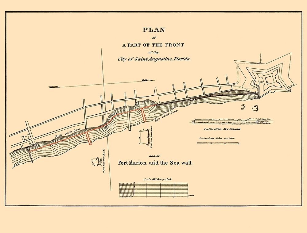 St Augustine, Fort Marion, Sea Wall Florida art print by Duney for $57.95 CAD
