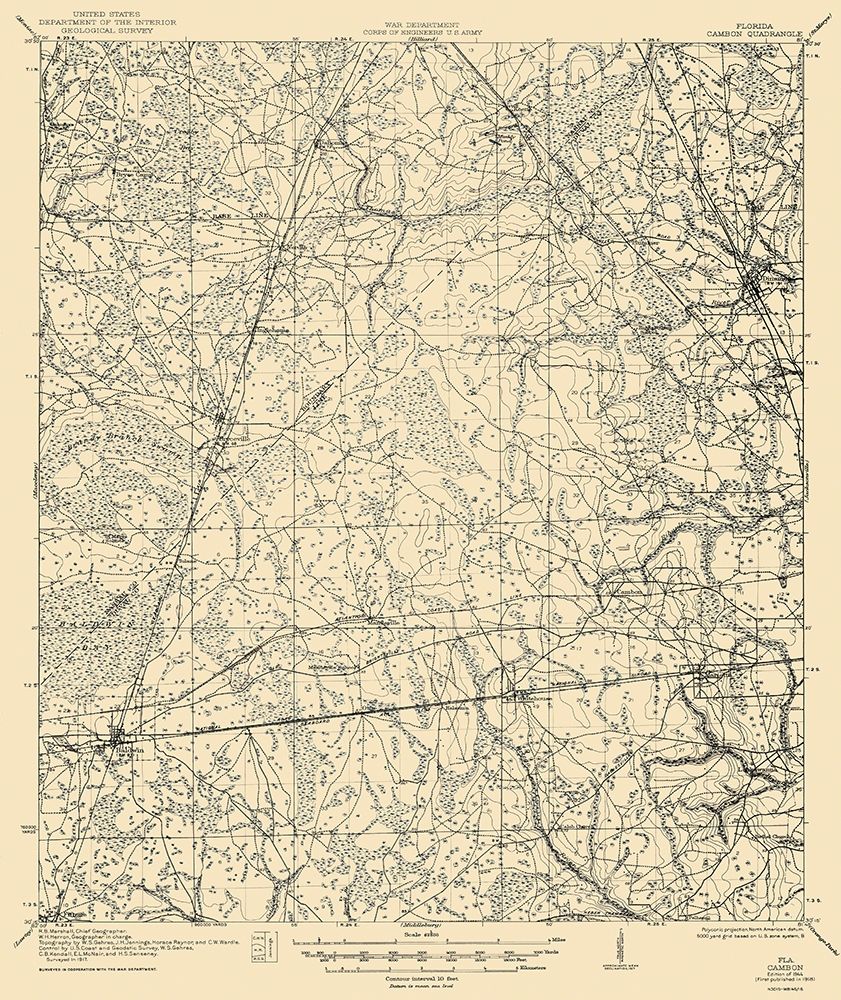 Cambon Florida Quad - USGS 1944 art print by USGS for $57.95 CAD