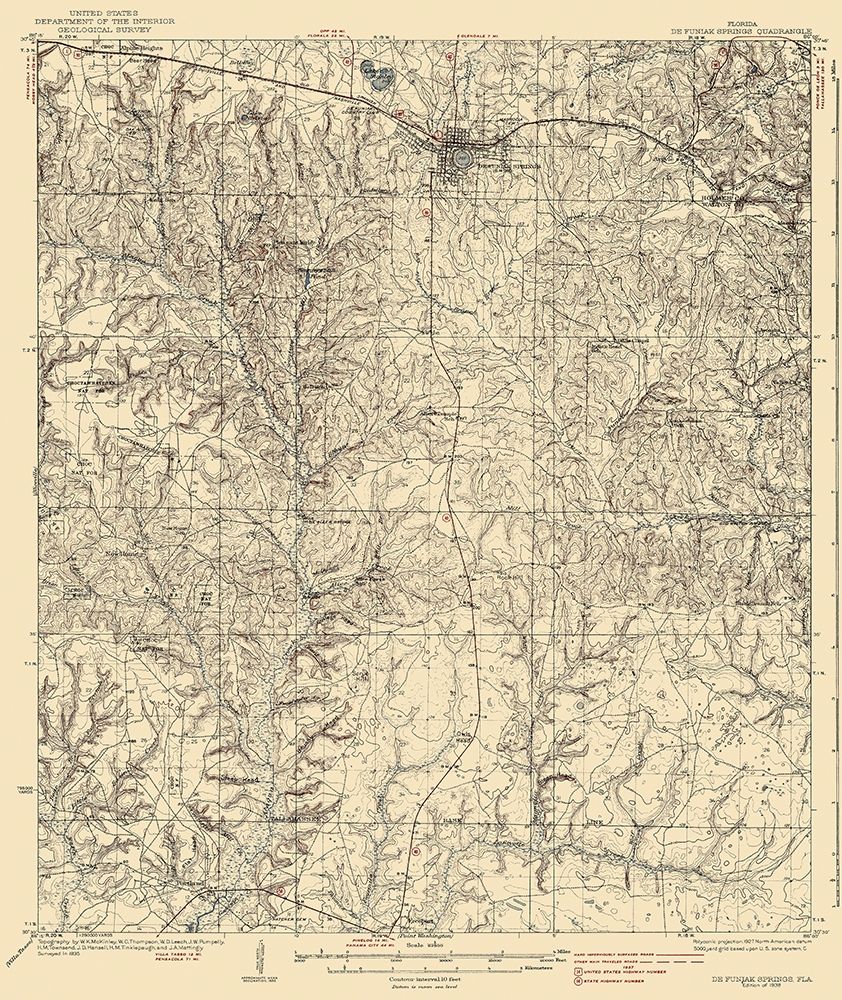 De Funiak Springs Florida Quad - USGS 1938 art print by USGS for $57.95 CAD