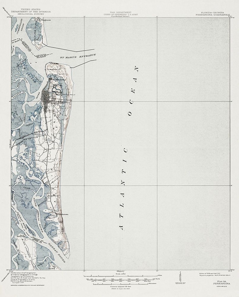 Fernandina Florida Quad - USGS 1919 art print by USGS for $57.95 CAD