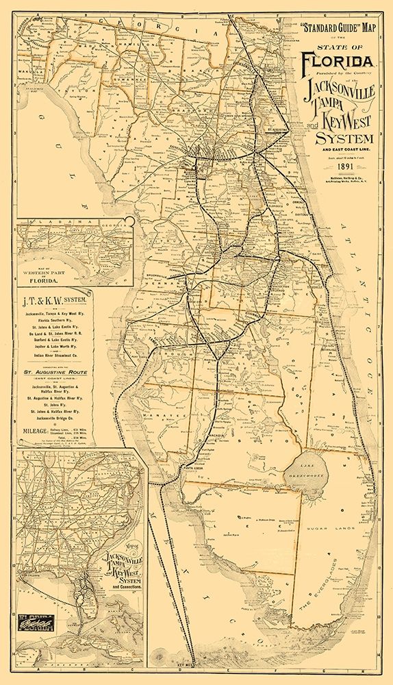 Florida Railroads - Northrup 1891 art print by Northrup for $57.95 CAD