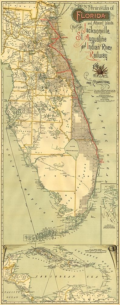Florida Railway Connections - Northrup 1893 art print by Northrup for $57.95 CAD