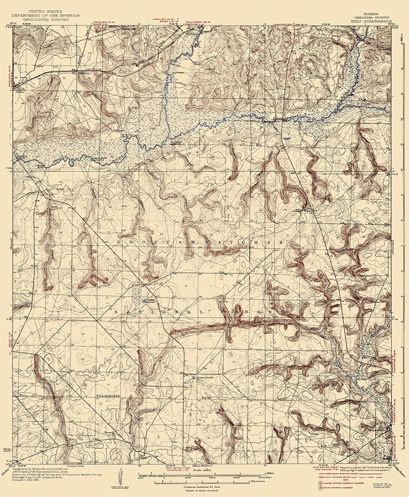 Holt Florida Quad - USGS 1937 art print by USGS for $57.95 CAD