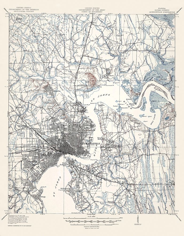 Jacksonville Florida Quad - USGS 1917 art print by USGS for $57.95 CAD