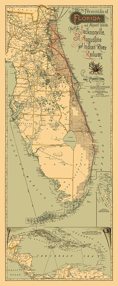 Jacksonville, St Augustine, Indian River 1893 art print by Matthews for $57.95 CAD