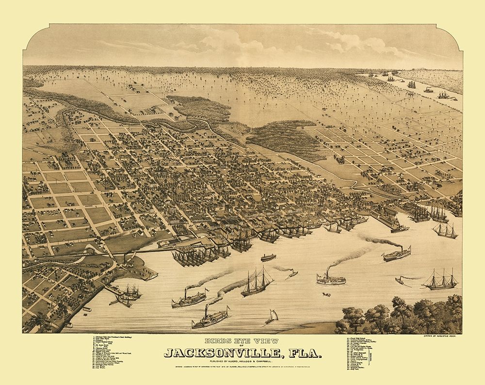 Jacksonville Florida - Alvord 1876 art print by Alvord for $57.95 CAD