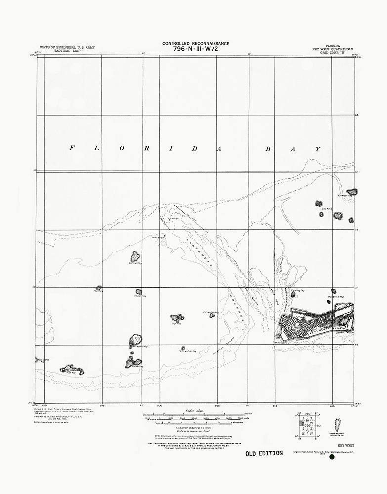 Key West Florida Quad - USGS 1921 art print by USGS for $57.95 CAD
