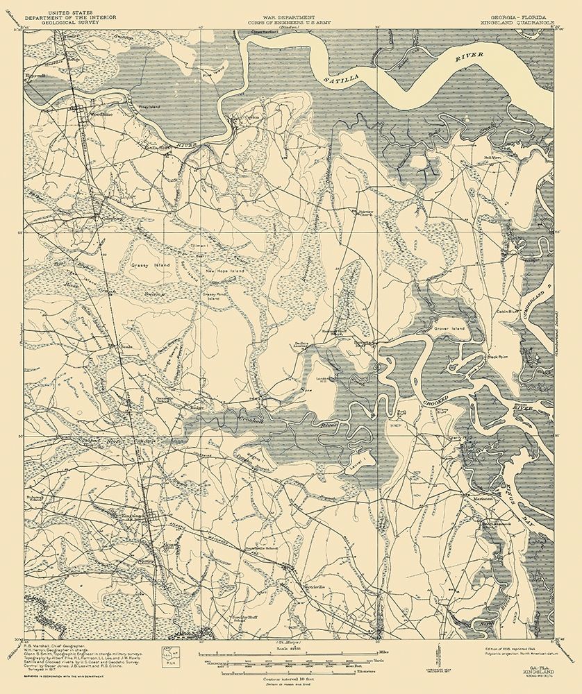 Kingsland Florida Georgia Quad - USGS 1918 art print by USGS for $57.95 CAD