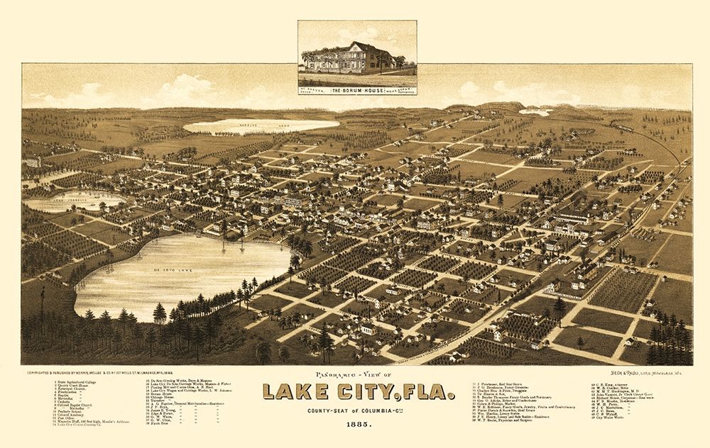 Lake City Florida - Beck 1885 art print by Beck for $57.95 CAD