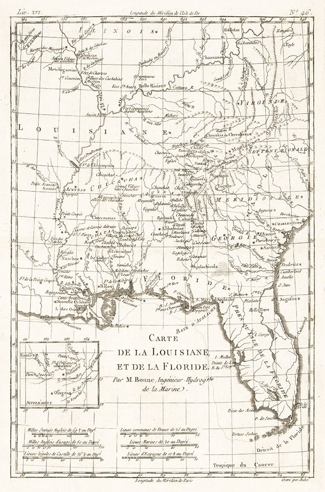 Louisiana Florida - Bonne 1780 art print by Bonne for $57.95 CAD