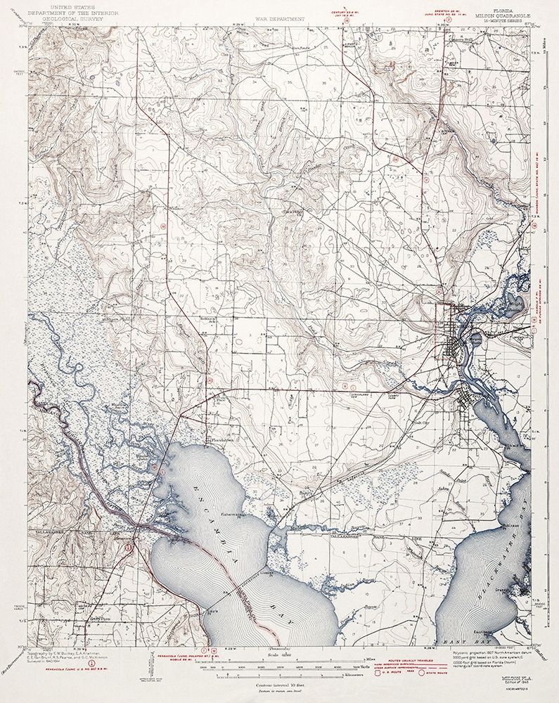Milton Florida Quad - USGS 1943 art print by USGS for $57.95 CAD