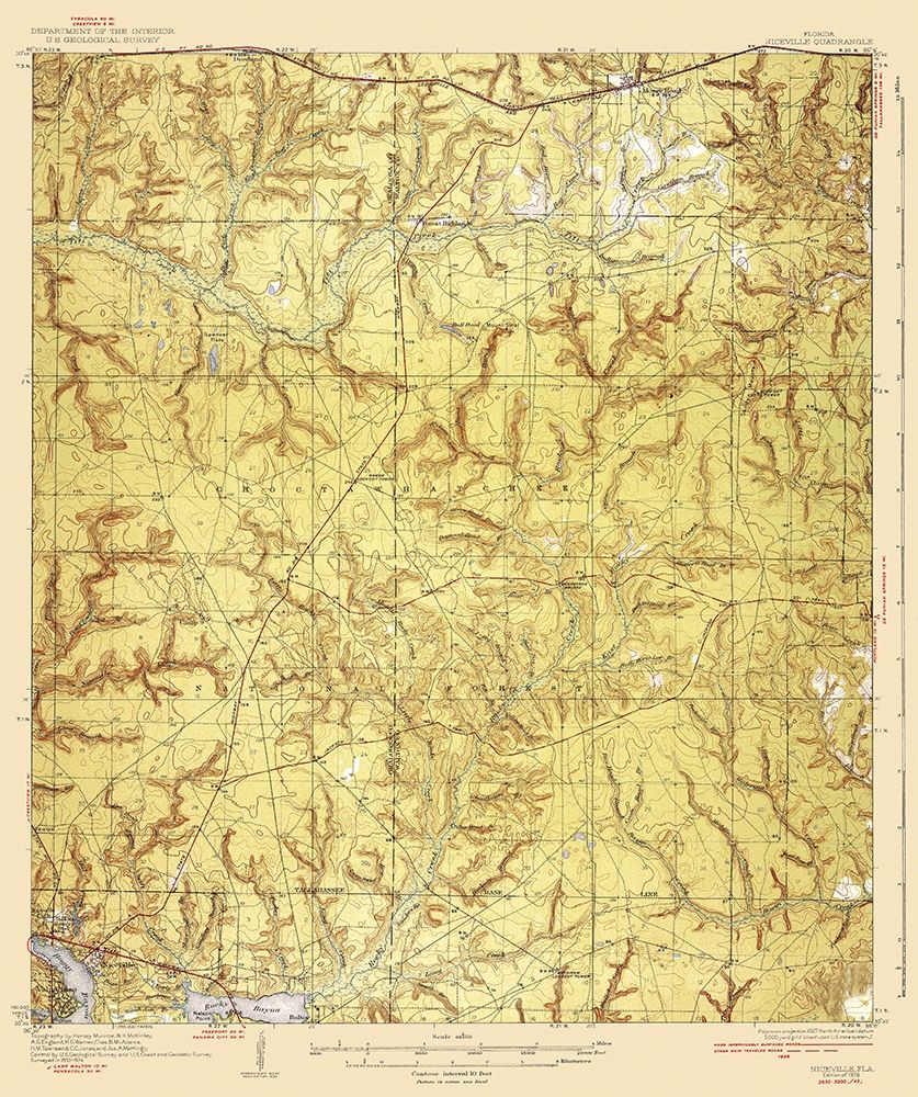 Niceville Florida Quad - USGS 1936 art print by USGS for $57.95 CAD