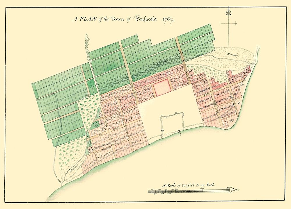Pensacola Florida Plan - 1767 art print by Unknown for $57.95 CAD