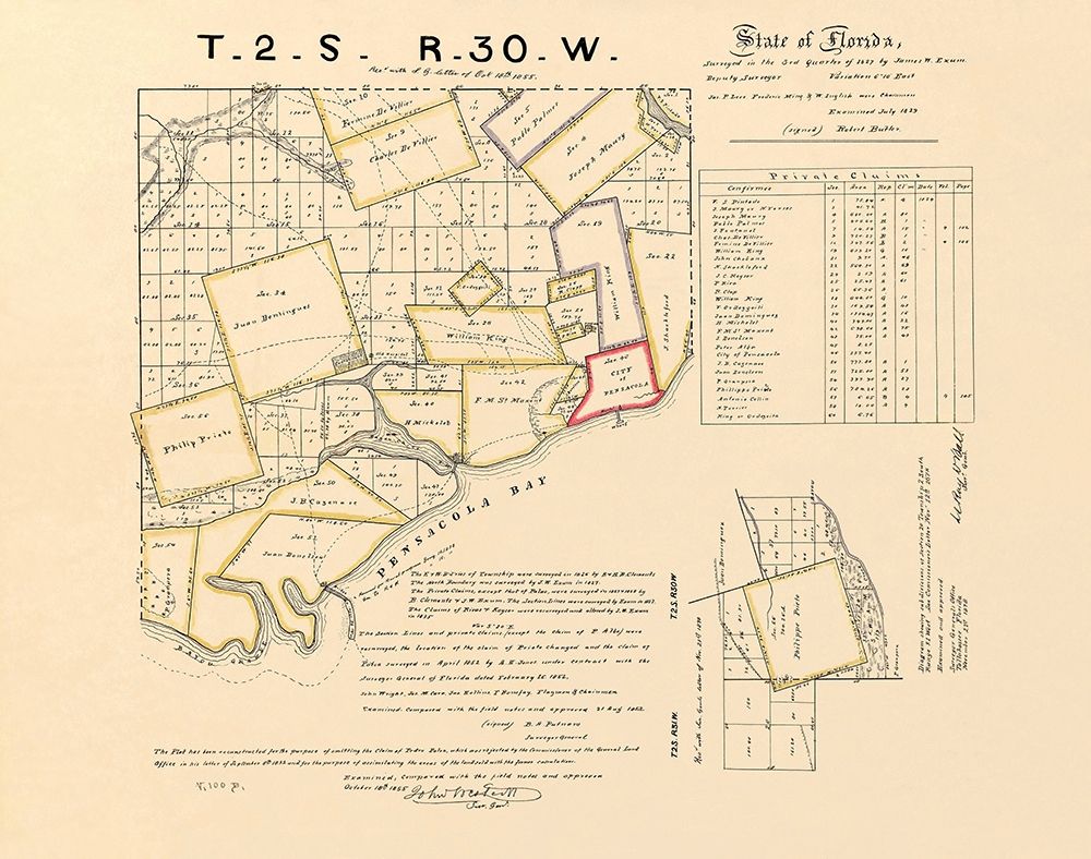 Pensacola Bay Florida Landowner - Butler 1829 art print by Butler for $57.95 CAD