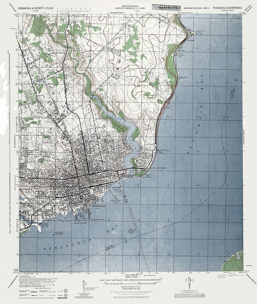 Pensacola Florida Quad - US Army 1944 art print by US Army for $57.95 CAD