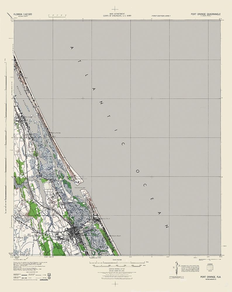 Port Orange Florida Quad - USGS 1944 art print by USGS for $57.95 CAD