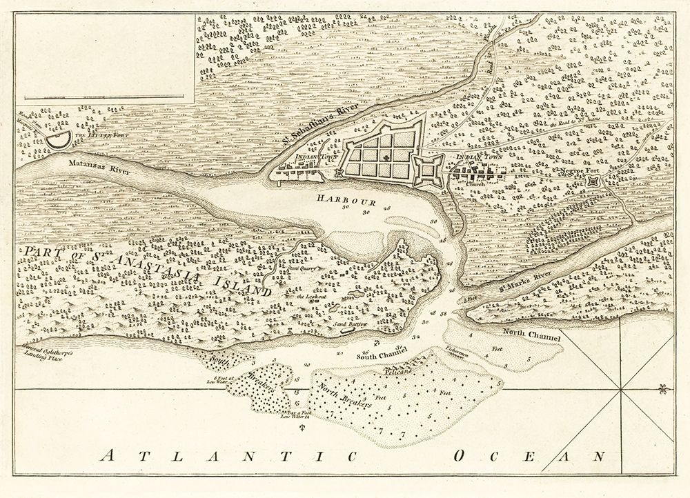 St Augustine Florida - Jefferys 1762 art print by Jefferys for $57.95 CAD