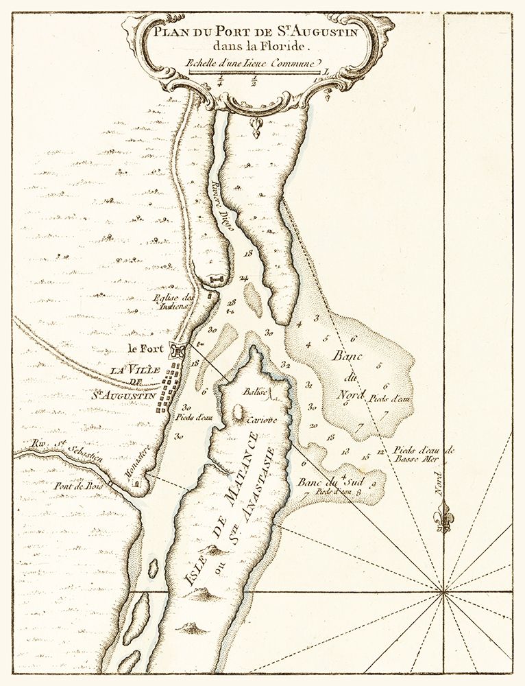 St Augustine Florida - Bellin 1764 art print by Bellin for $57.95 CAD