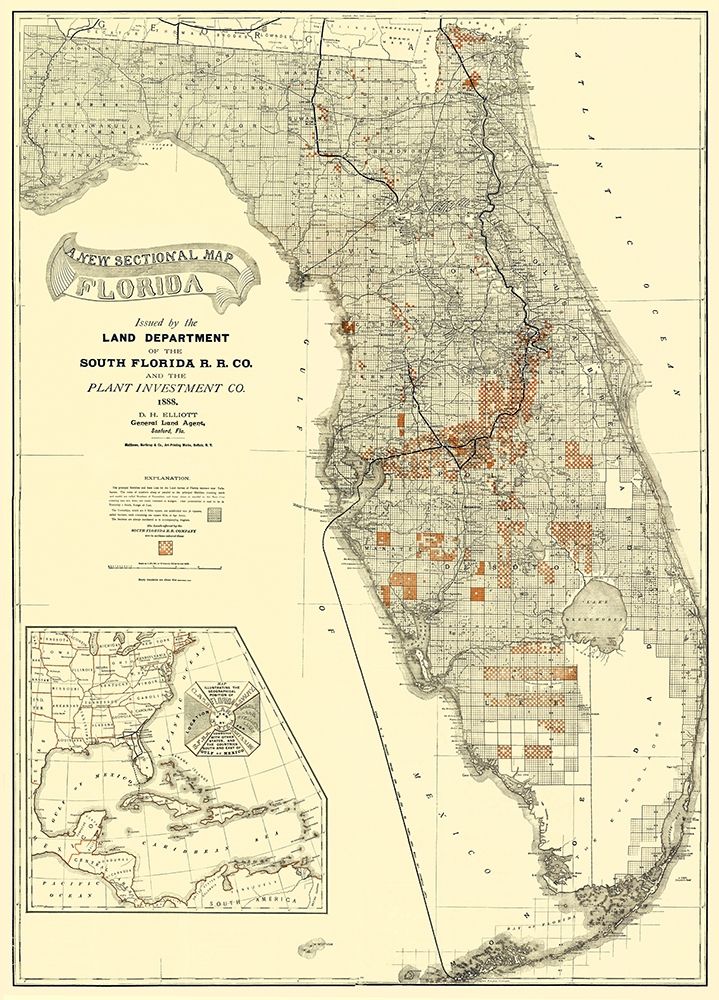 South Florida Railroad Co - Matthews 1888 art print by Matthews for $57.95 CAD