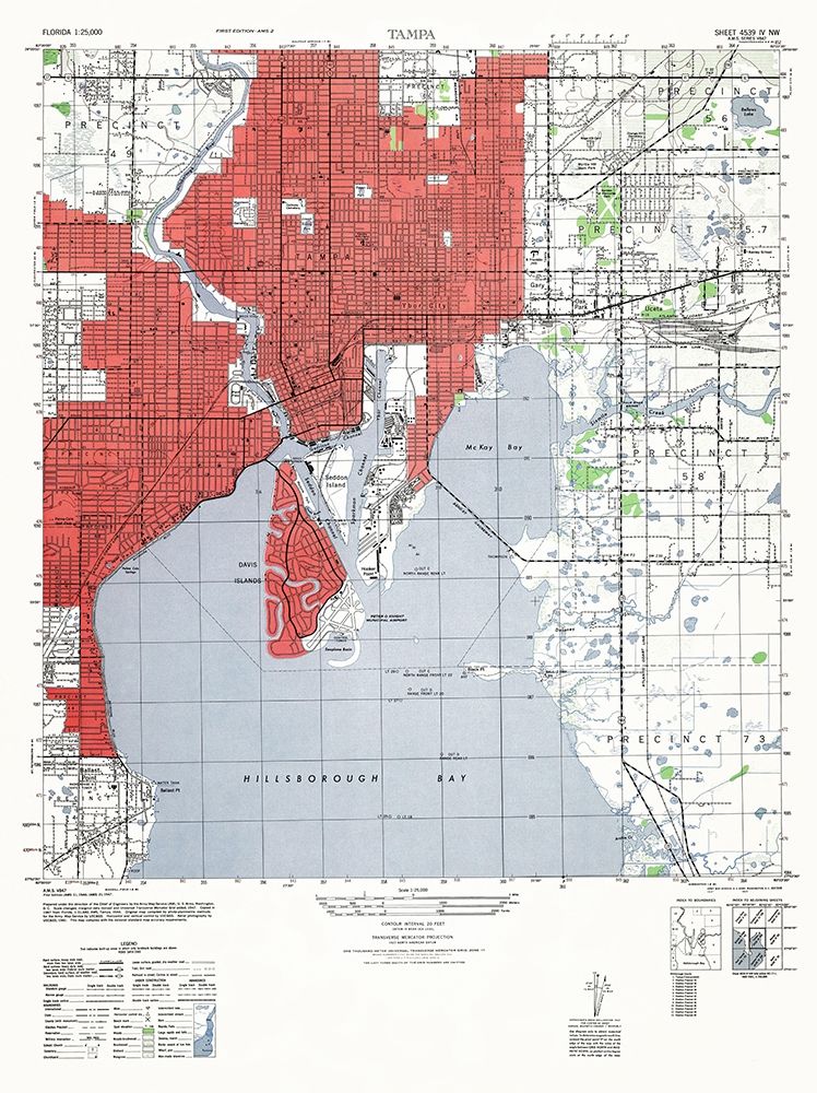 Tampa Florida Sheet - US Army 1947 art print by US Army for $57.95 CAD