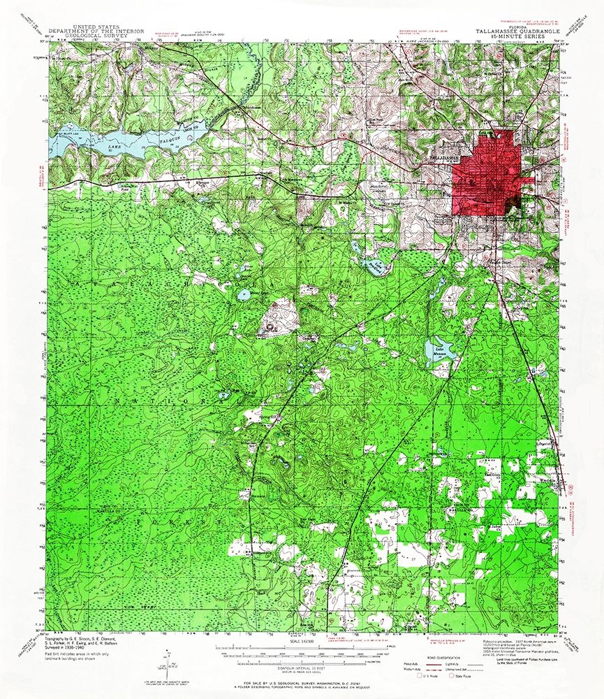 Tallahassee Florida Quad - USGS 1940 art print by USGS for $57.95 CAD