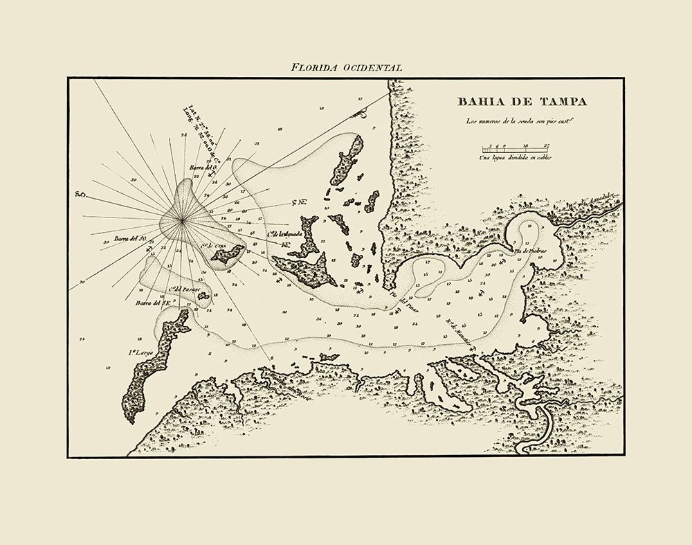 Tampa Bay - Dericcion De Hidrografia 1809 art print by Dericcion De Hidrografia for $57.95 CAD
