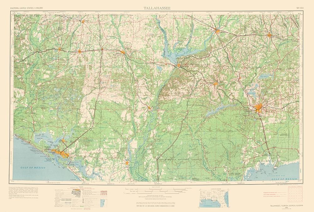 Tallahassee Florida Quad - USGS 1954 art print by USGS for $57.95 CAD