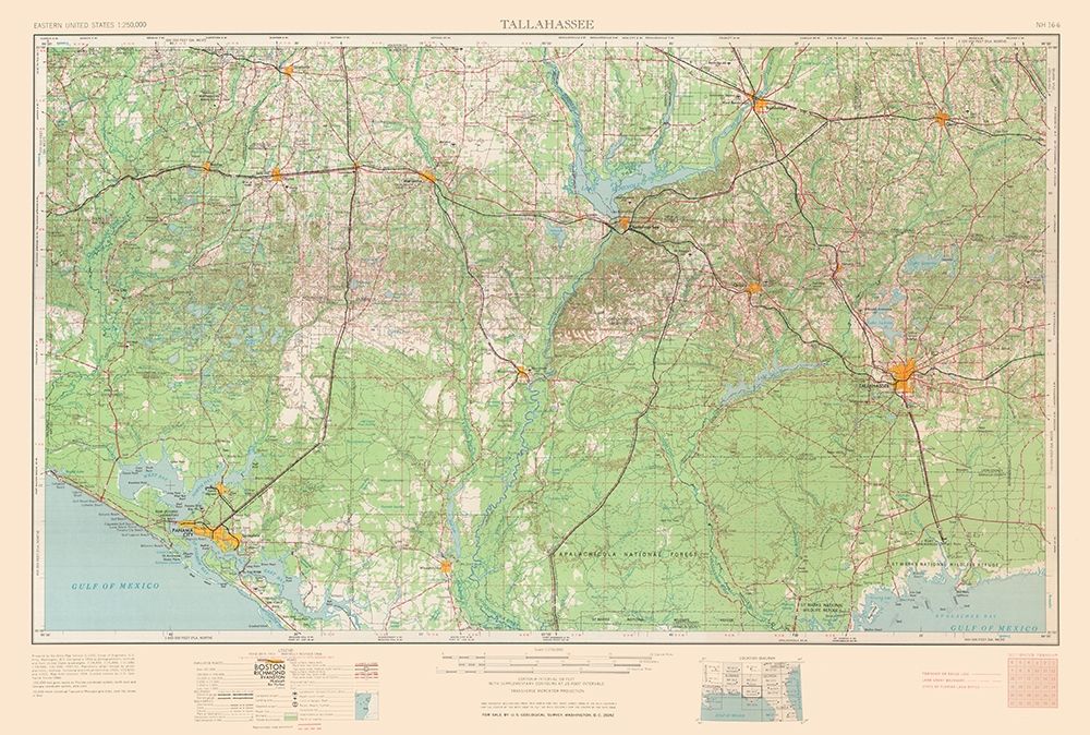 Tallahassee Florida Quad - USGS 1954 art print by USGS for $57.95 CAD