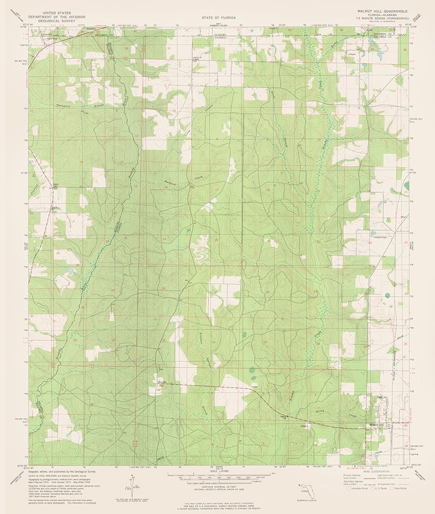 Walnut Hill Florida Quad - USGS 1978 art print by USGS for $57.95 CAD