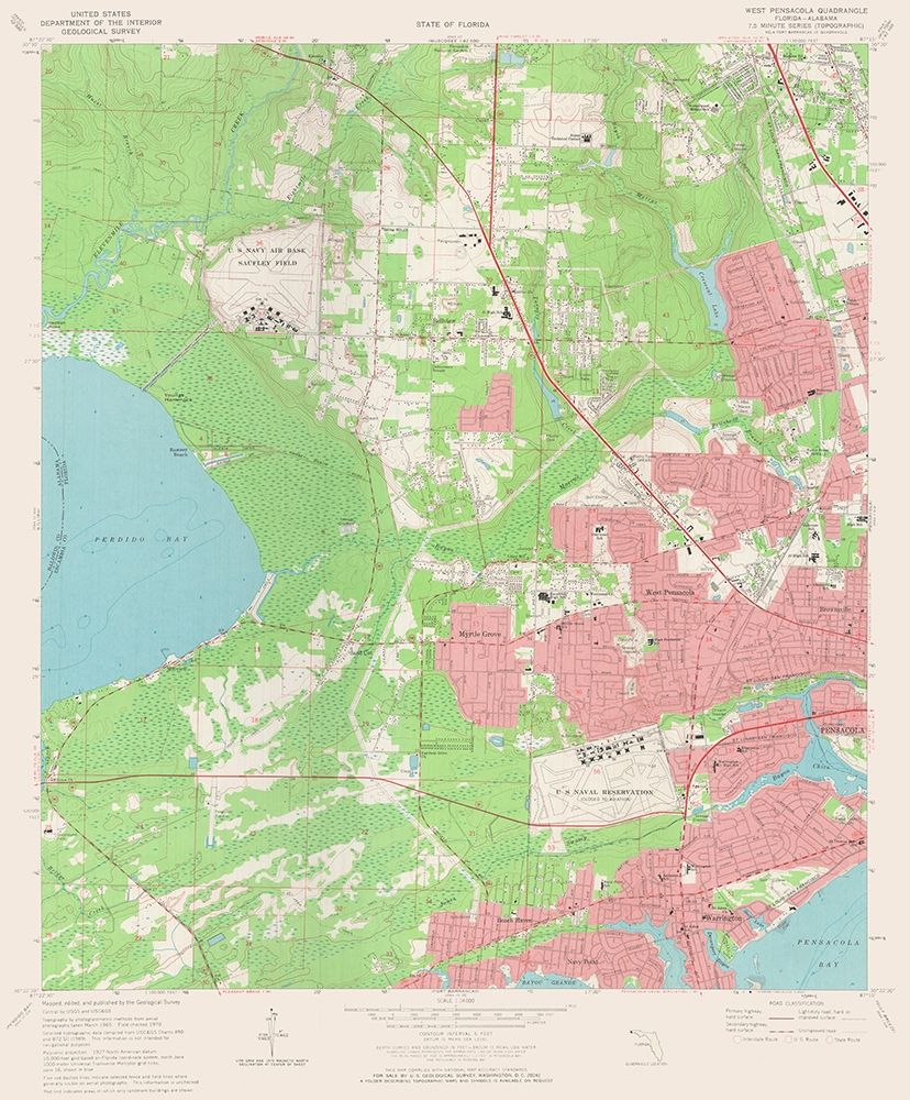 West Pensacola Florida Quad - USGS 1970 art print by USGS for $57.95 CAD
