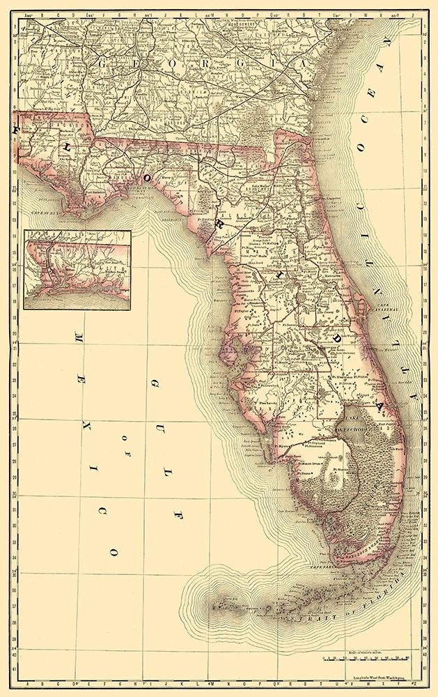 Florida - Rand McNally 1879 art print by Rand McNally for $57.95 CAD